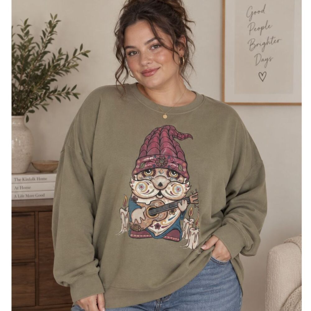 Torrid Boho Gnome Sweatshirt Cottagecore Whimsical Oversized Pullover Size 2X